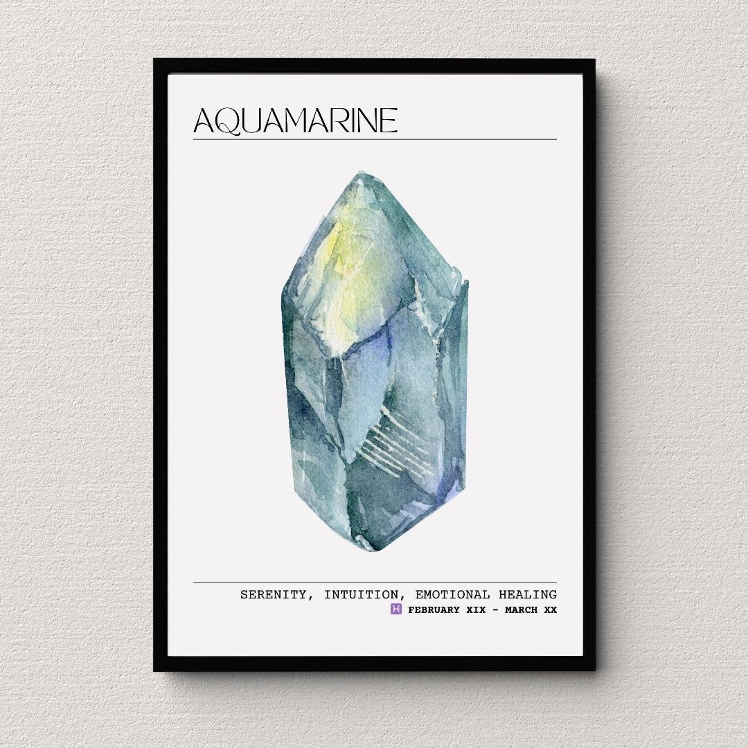 Aquamarine Zodiac Print | Wall Art | Home Office Decor