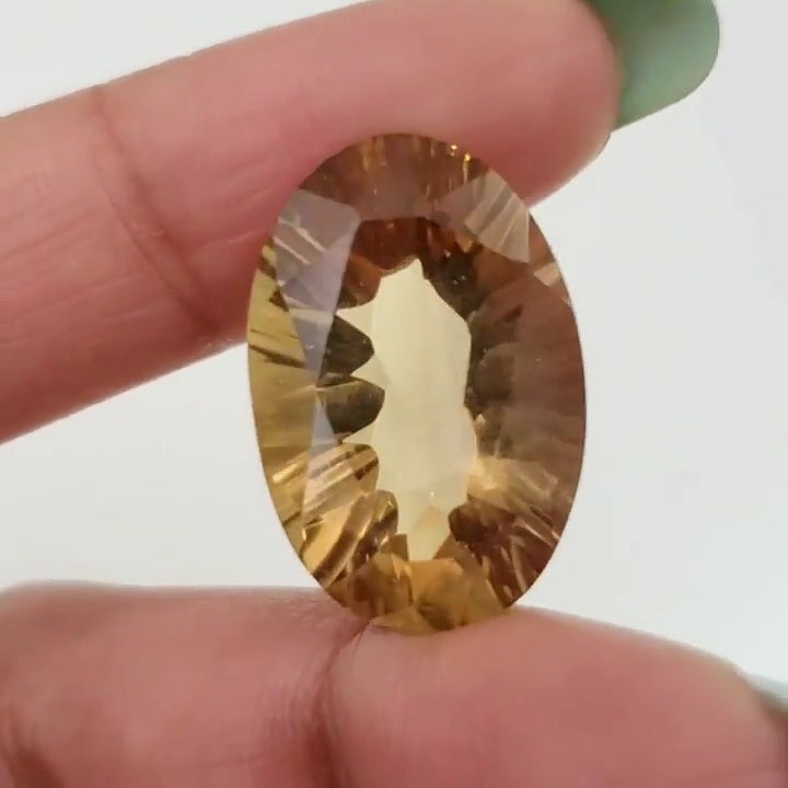 Natural Beer Quartz Faceted Concave Cut 21x14mm