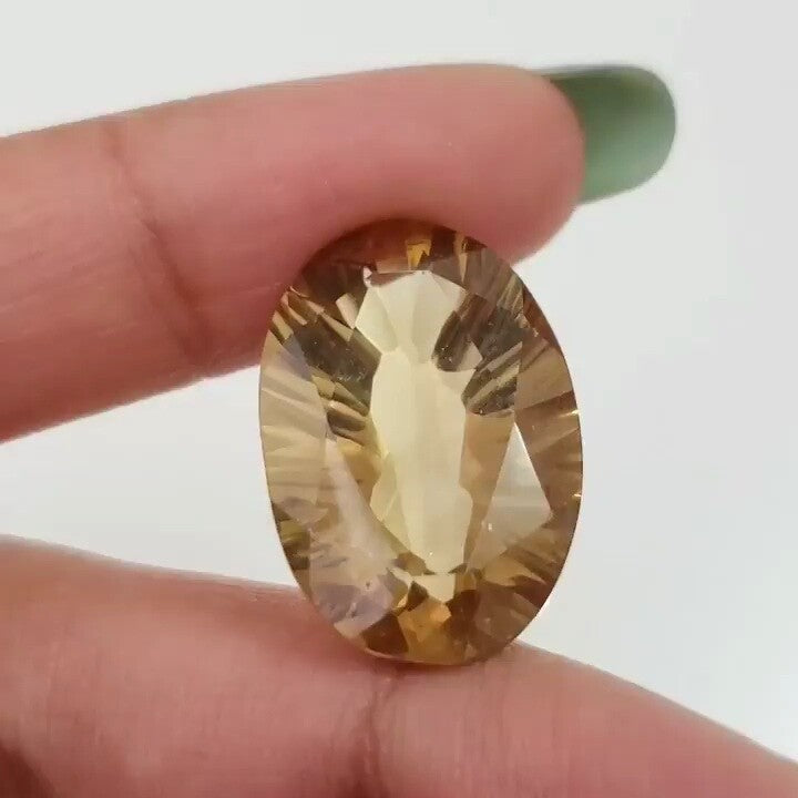 Natural Beer Quartz Faceted Concave Cut 21x14mm