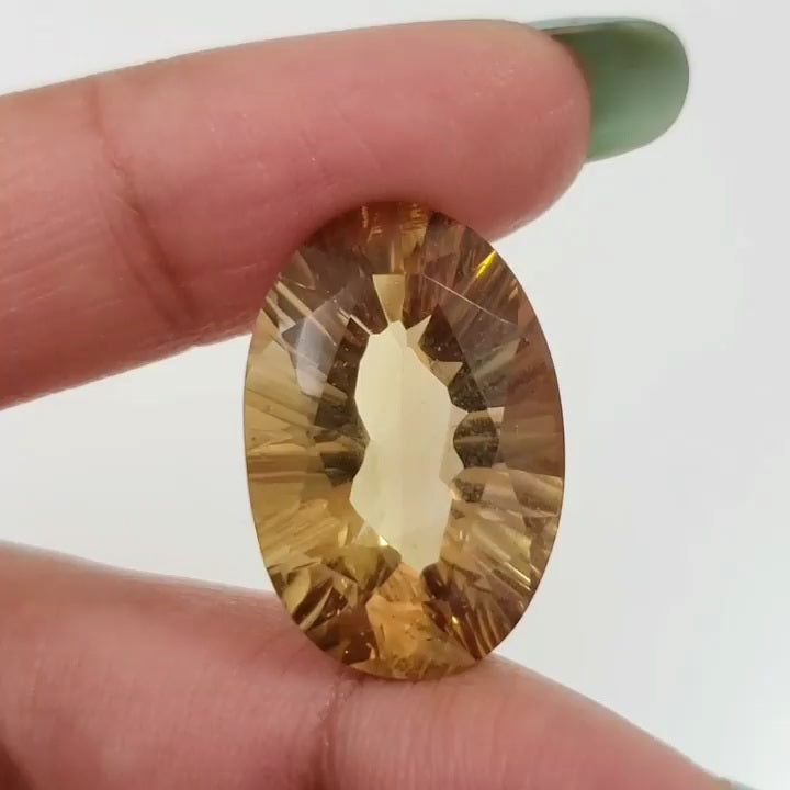 Natural Beer Quartz Faceted Concave Cut 21x14mm