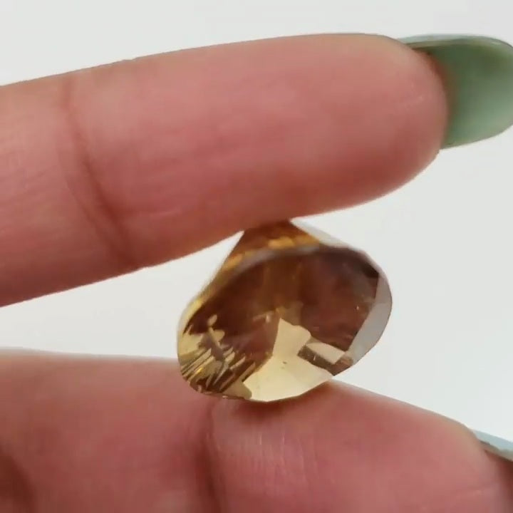 Natural Beer Quartz Faceted Concave Cut 21x14mm