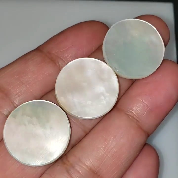 Natural Mother of Pearl Round "Moon" Cabochons