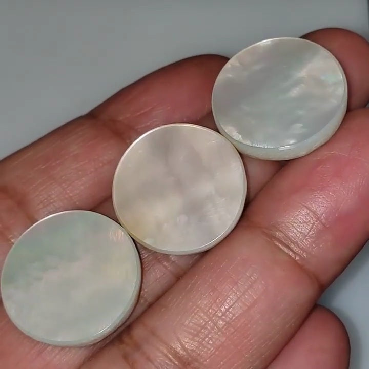 Natural Mother of Pearl Round "Moon" Cabochons