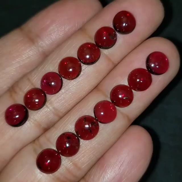 Natural FINE Almandine Garnet 7mm Round Cabochons