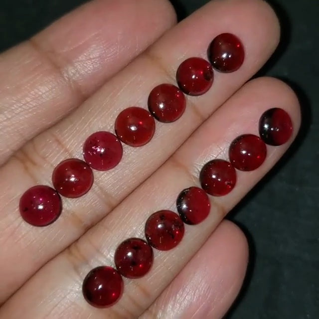 Natural FINE Almandine Garnet 7mm Round Cabochons