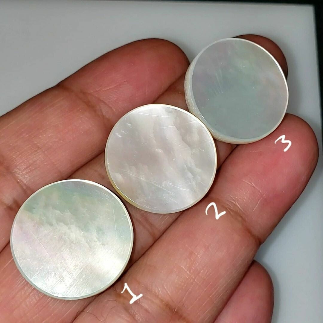 Natural Mother of Pearl Round "Moon" Cabochons