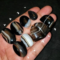 Thumbnail for Natural Banded Black Onyx Agate Cabochons Length range 25 to 31mm