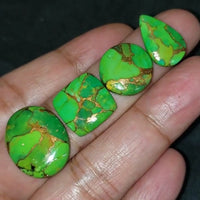 Thumbnail for Green Mojave Copper Turquoise Cabochons Length range 16 to 21mm