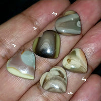 Thumbnail for Natural Imperial Jasper Heart Cabochons Length range 13 to 15mm