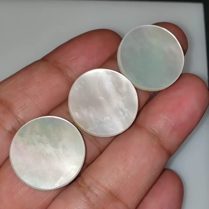 Natural Mother of Pearl Round "Moon" Cabochons