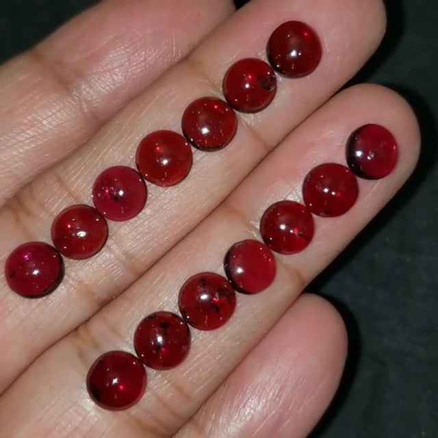 Natural FINE Almandine Garnet 7mm Round Cabochons