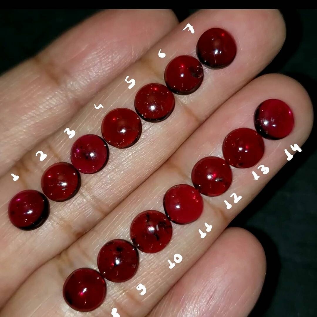 Natural FINE Almandine Garnet 7mm Round Cabochons