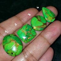 Thumbnail for Green Mojave Copper Turquoise Cabochons Length range 16 to 21mm