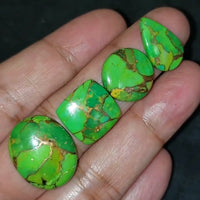 Thumbnail for Green Mojave Copper Turquoise Cabochons Length range 16 to 21mm