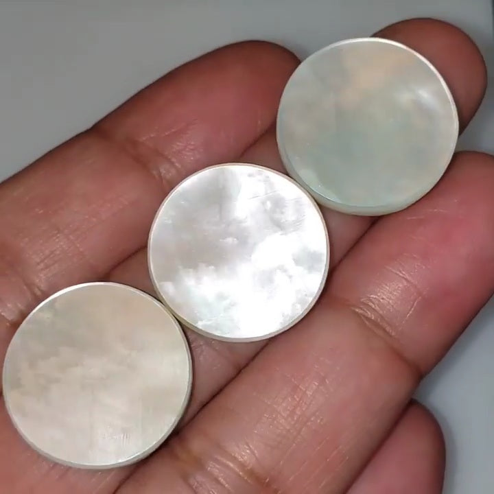 Natural Mother of Pearl Round "Moon" Cabochons