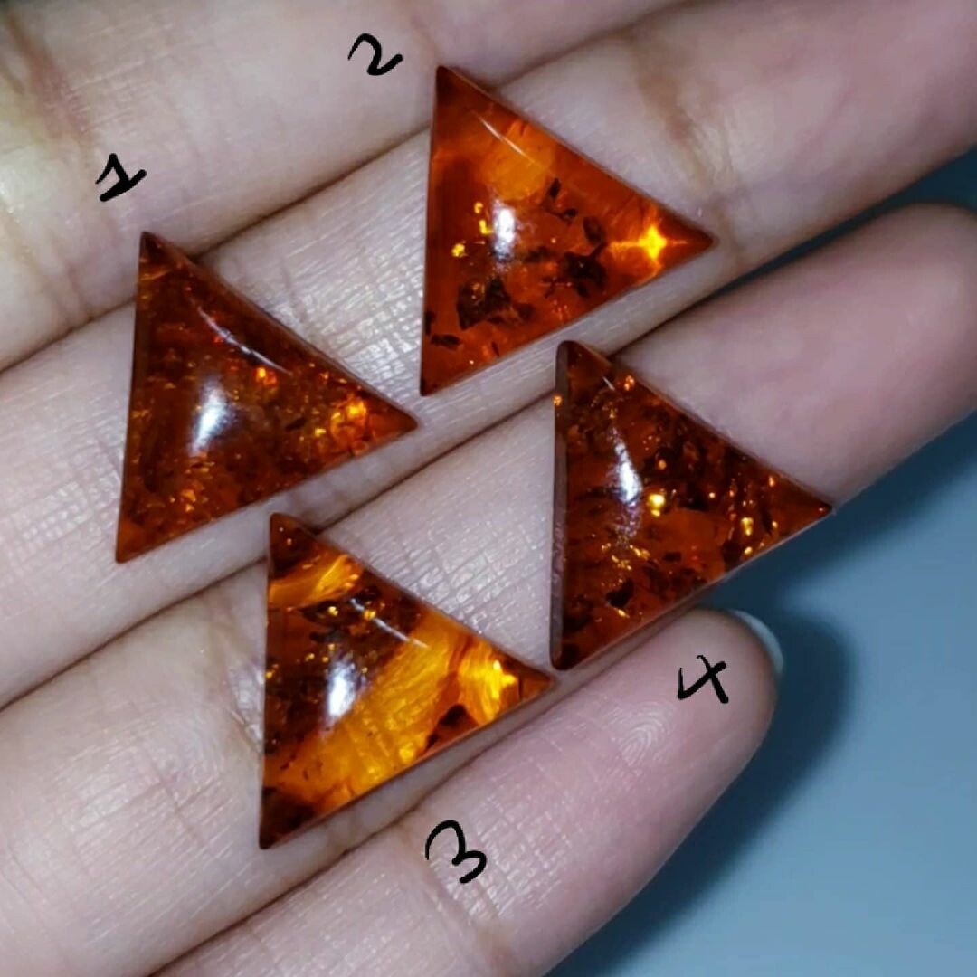 Natural Baltic Amber Triangle Cabochon 12.5x12.5mm