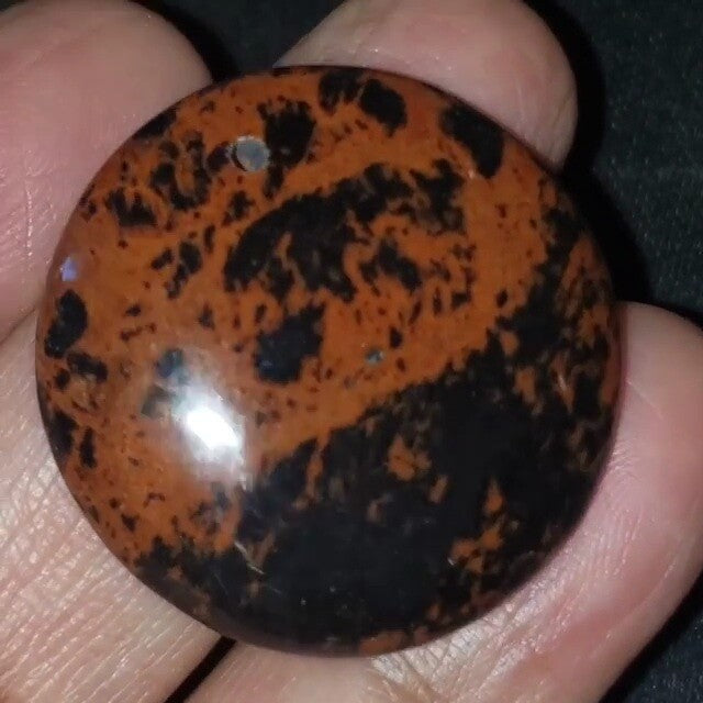 Natural Mahogany Obsidian DRILLED Pendant Bead 31mm