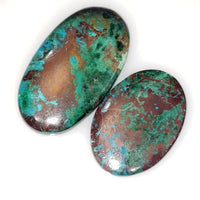 Thumbnail for Natural Chrysocolla Malachite Cabochon. Lengths are 40 and 31mm