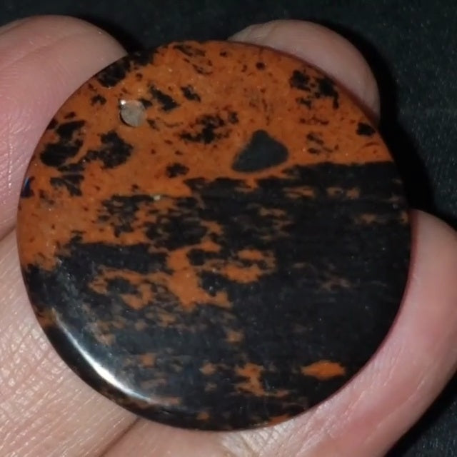 Natural Mahogany Obsidian DRILLED Pendant Bead 31mm