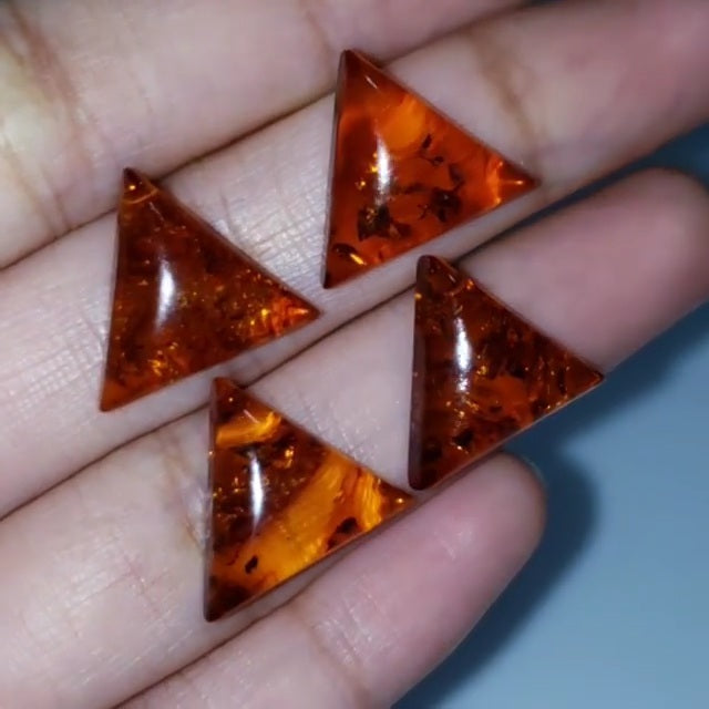 Natural Baltic Amber Triangle Cabochon 12.5x12.5mm