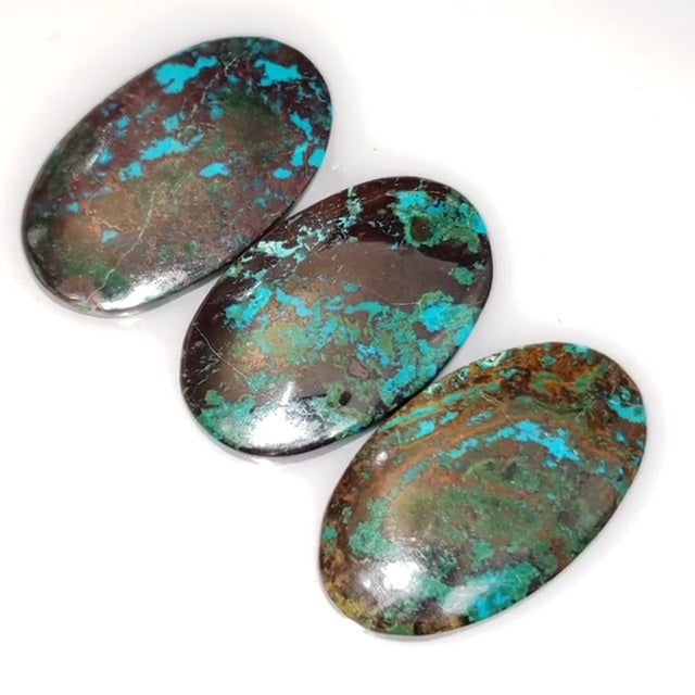 Natural Chrysocolla Malachite Cabochon. Length range is 33 to 34mm