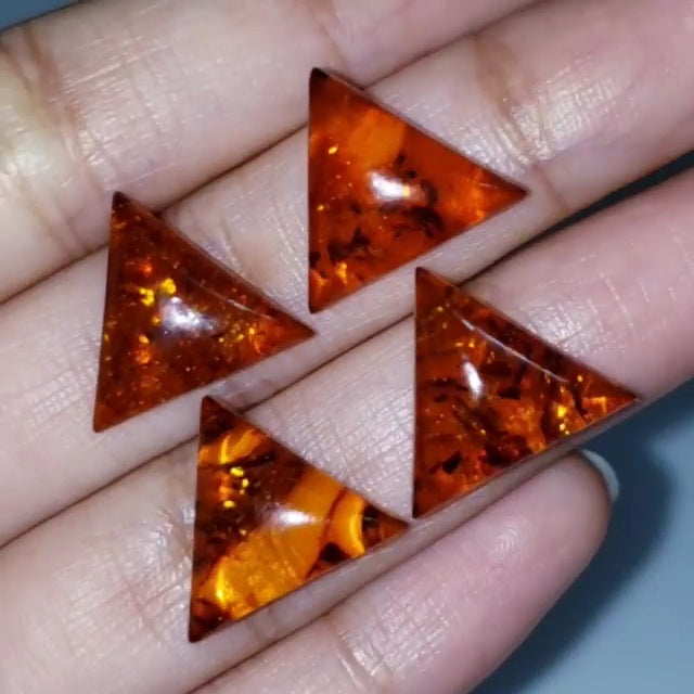 Natural Baltic Amber Triangle Cabochon 12.5x12.5mm