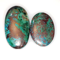 Thumbnail for Natural Chrysocolla Malachite Cabochon. Lengths are 40 and 31mm