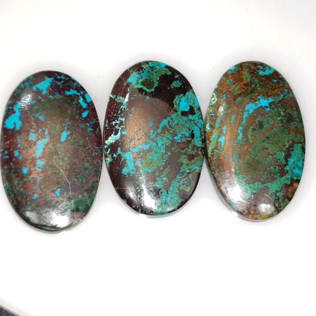 Natural Chrysocolla Malachite Cabochon. Length range is 33 to 34mm