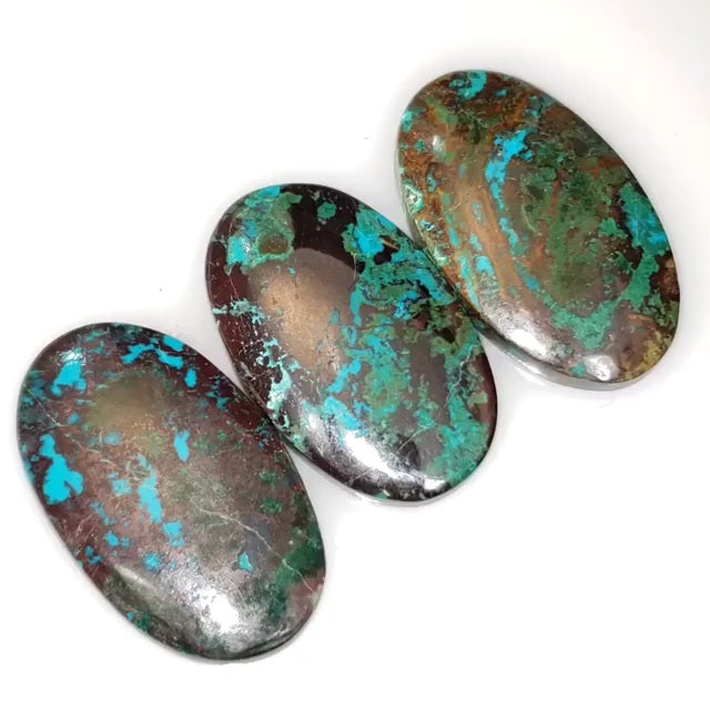 Natural Chrysocolla Malachite Cabochon. Length range is 33 to 34mm