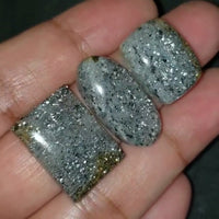 Thumbnail for ​Natural SHIMMERING Galaxy Aventurine Quartz Cabochons. Length range is 20 to 26mm