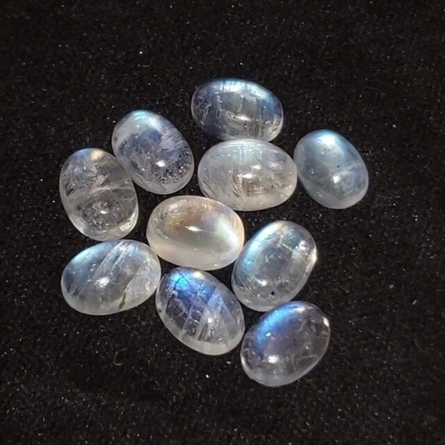 Natural Rainbow Moonstone Cabochon Lot 7x5mm each