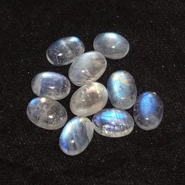 Natural Rainbow Moonstone Cabochon Lot 7x5mm each