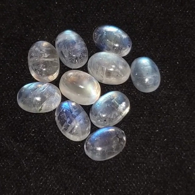 Natural Rainbow Moonstone Cabochon Lot 7x5mm each