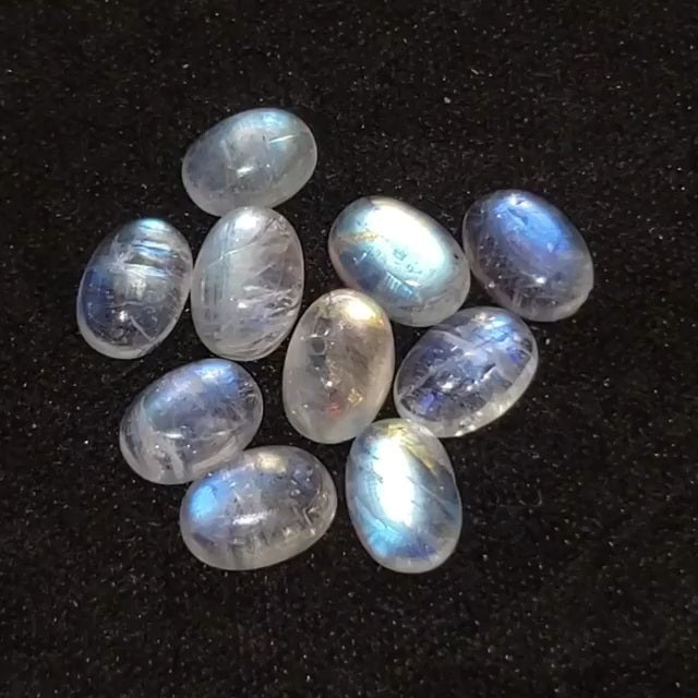 Natural Rainbow Moonstone Cabochon Lot 7x5mm each