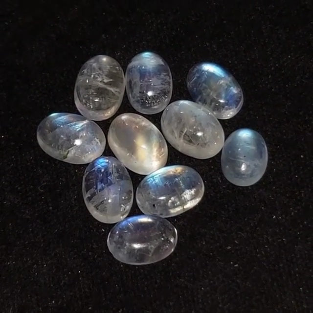 Natural Rainbow Moonstone Cabochon Lot 7x5mm each