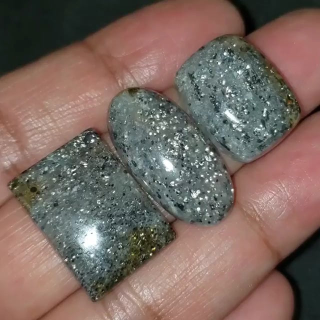 ​Natural SHIMMERING Galaxy Aventurine Quartz Cabochons. Length range is 20 to 26mm