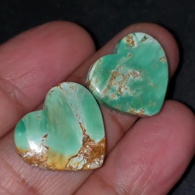 ​Natural FINE Variscite Cabochon. Lengths are 18 and 17mm