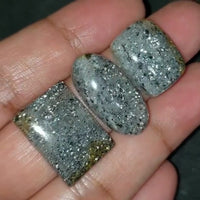 Thumbnail for ​Natural SHIMMERING Galaxy Aventurine Quartz Cabochons. Length range is 20 to 26mm