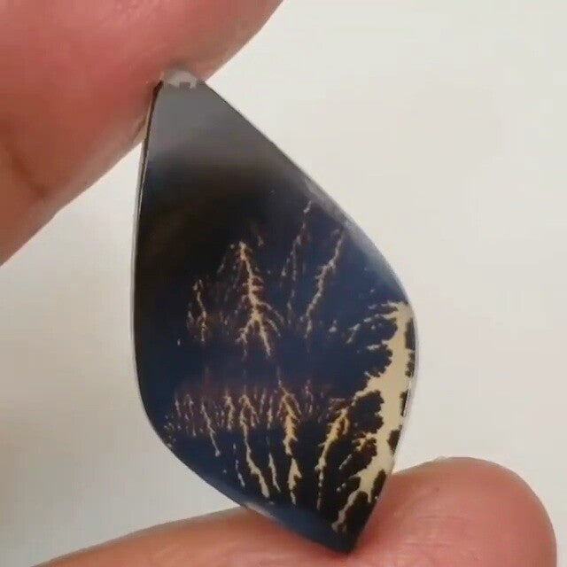 Natural Scenic Dendritic Montana Agate Slice Cabochon 33x18mm