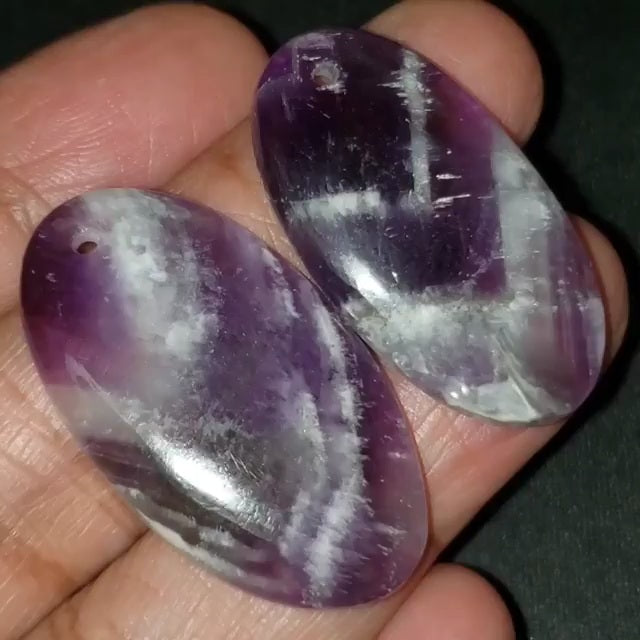 ​Natural Amethyst Lace Agate DRILLED Pendant Bead. Lengths are 37 and 35mm