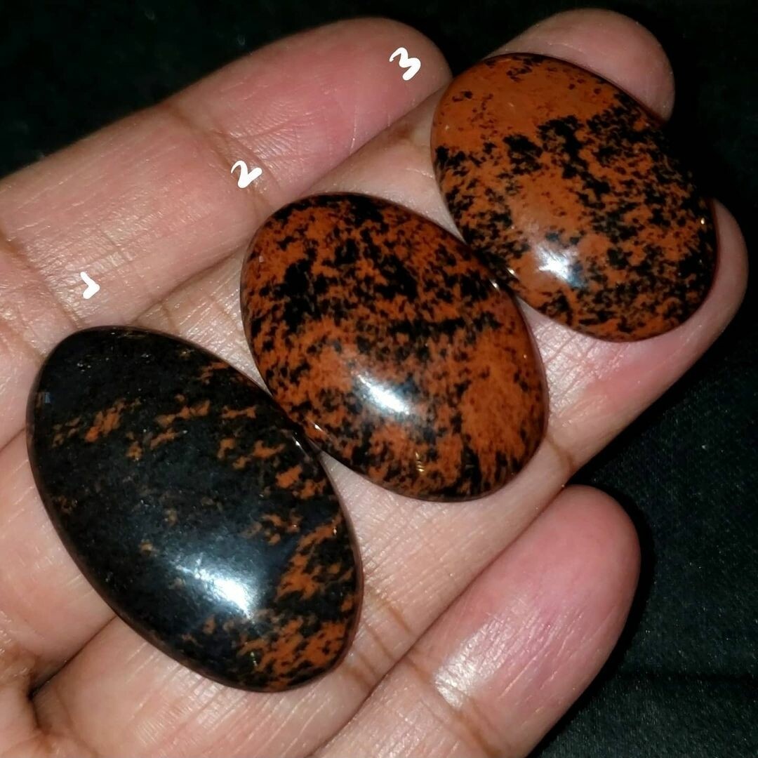 N​atural Mahogany Obsidian Cabochons