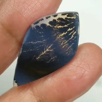 Thumbnail for Natural Scenic Dendritic Montana Agate Slice Cabochon 33x18mm