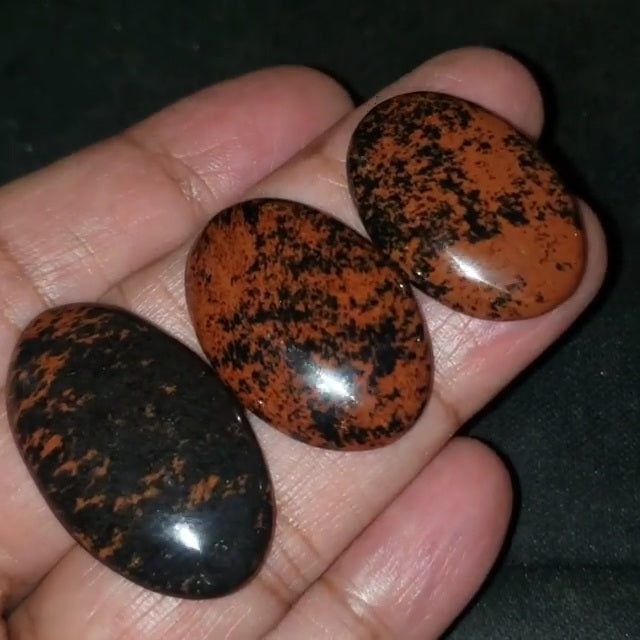 N​atural Mahogany Obsidian Cabochons