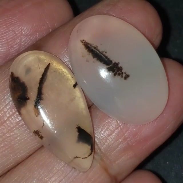 ​Natural Russian Dendritic Agate Cabochons Lengths are 26 and 24mm