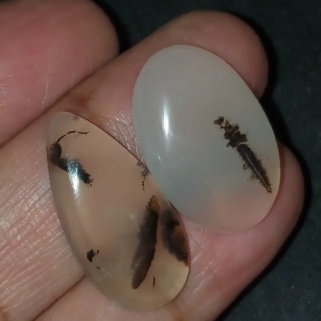 ​Natural Russian Dendritic Agate Cabochons Lengths are 26 and 24mm