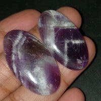 Thumbnail for ​Natural Amethyst Lace Agate DRILLED Pendant Bead. Lengths are 37 and 35mm