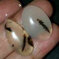 Thumbnail for ​Natural Russian Dendritic Agate Cabochons Lengths are 26 and 24mm