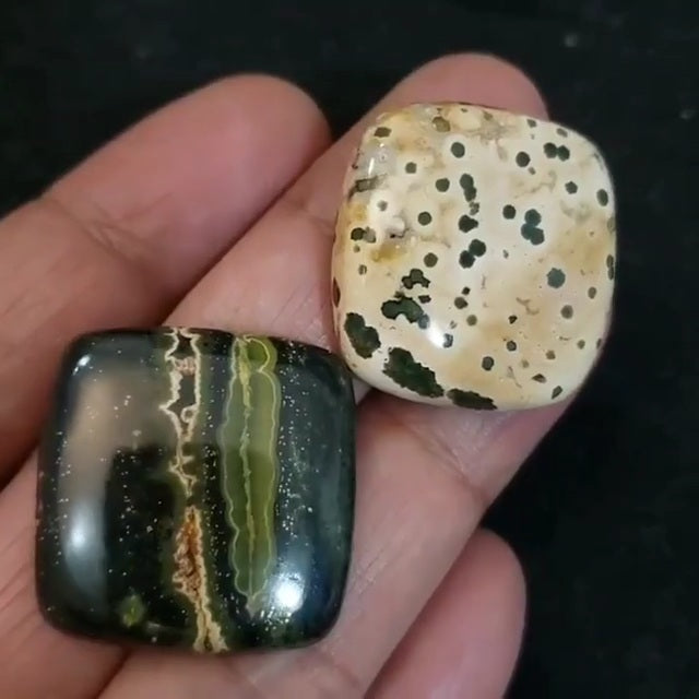 Natural Ocean Jasper Cabochons 28x28mm and 28x27mm