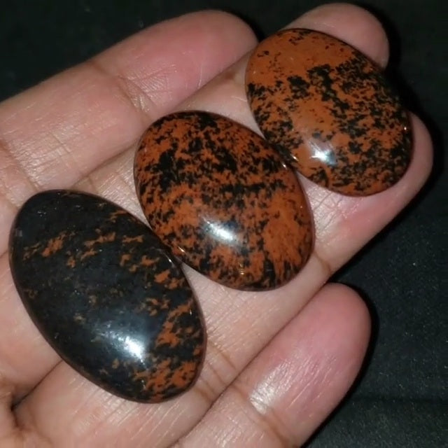 N​atural Mahogany Obsidian Cabochons