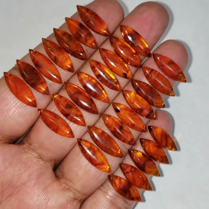 Natural Baltic Amber Cabochons 18x6x3.57mm